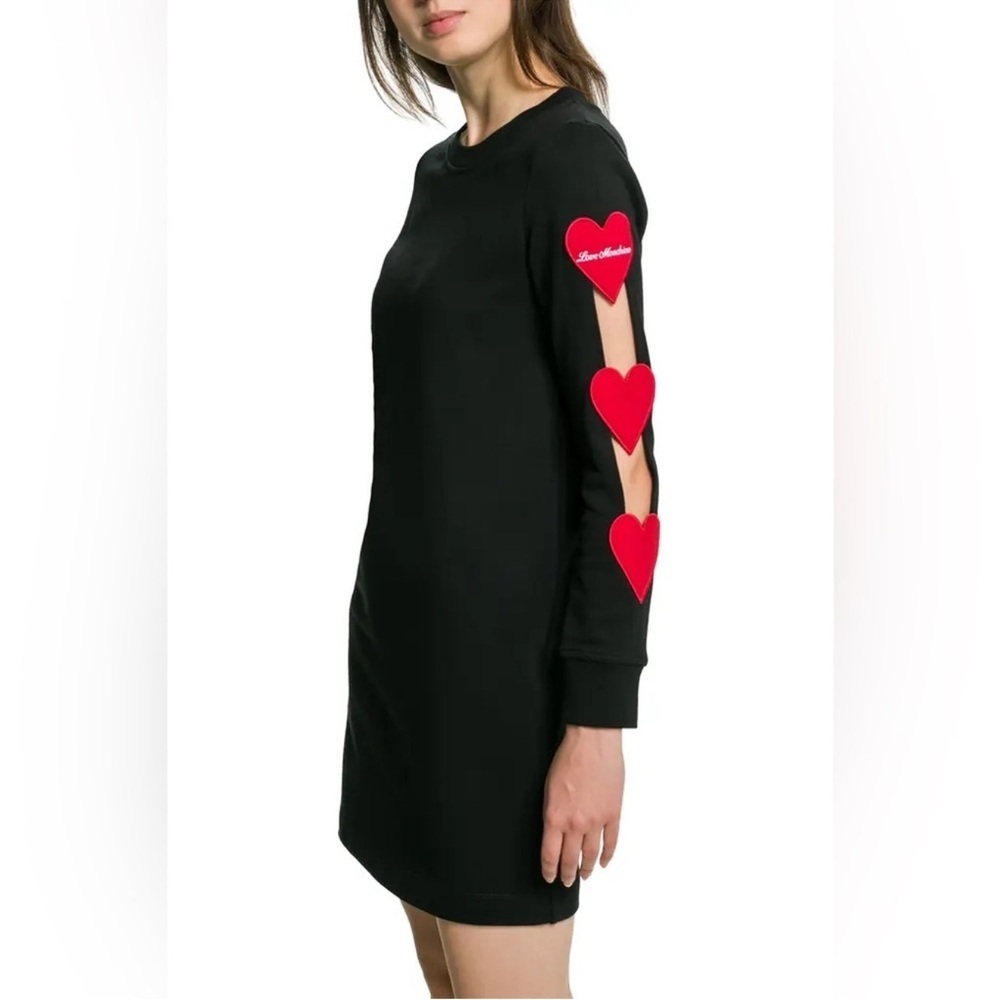 NWT Love Moschino Love Patch Sleeve Sweatshirt Dress - Size 2